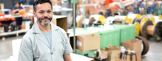 Manufacturing man in warehouse